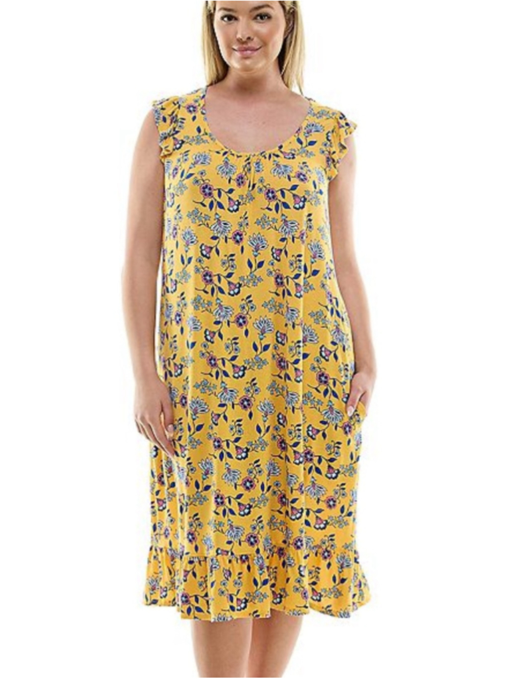 Croft & Barrow Floral Sleeveless Nightgown Dress Size 1X NWT Yellow Modal Blend - Picture 14 of 14